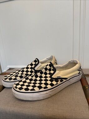 VANS CHECKERBOARD SLIP ON CANVAS SNEAKERS WOMENS 9.5